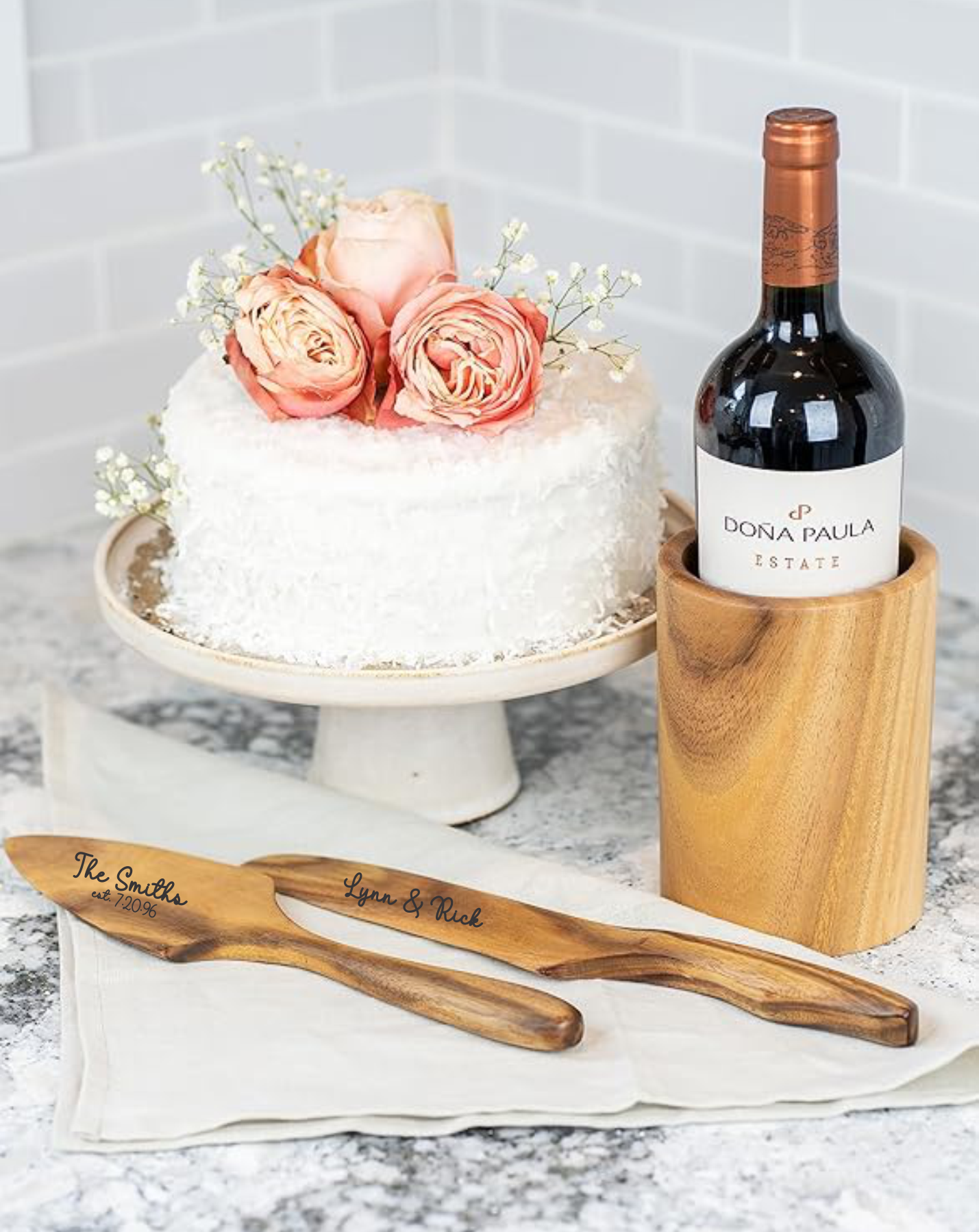 Teak Cake Knife Set